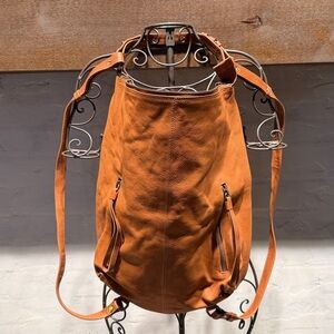 Elegant Tan Leather Backpack for Women or Man
